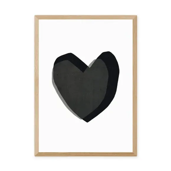 Abstract Heart Print - Black, Archival Paper