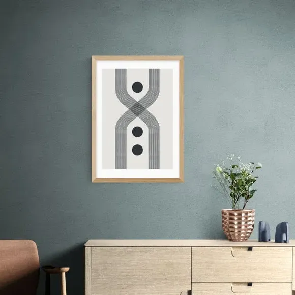 Abstract Lines Circle Print - Natural