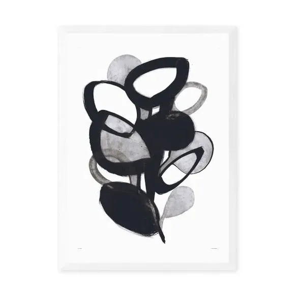 Abstract Plant Wall Print - Black/White