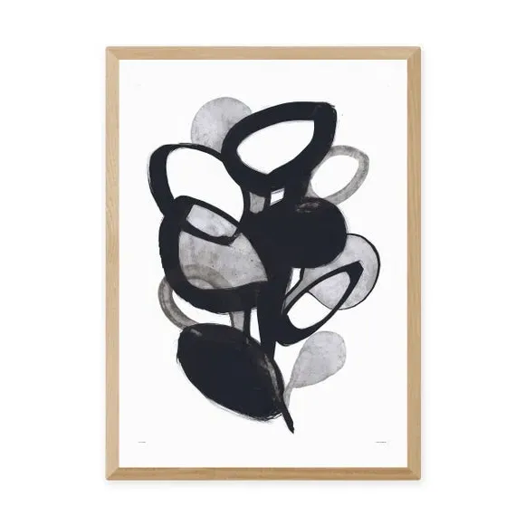 Abstract Plant Wall Print - Black/White