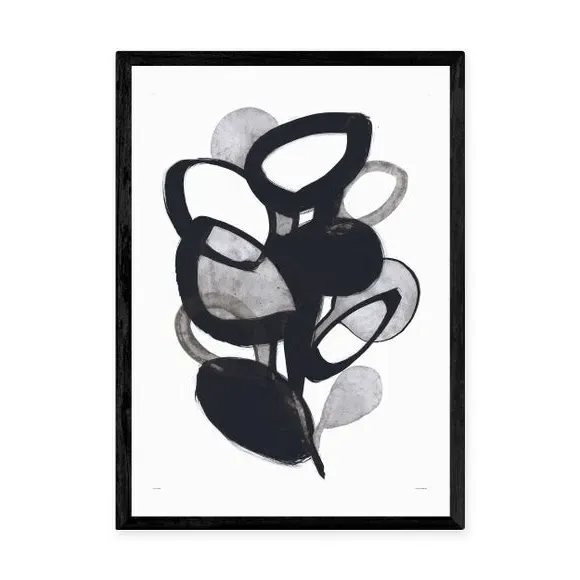 Abstract Plant Wall Print - Black/White