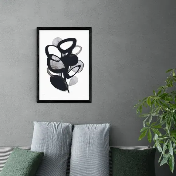 Abstract Plant Wall Print - Black/White