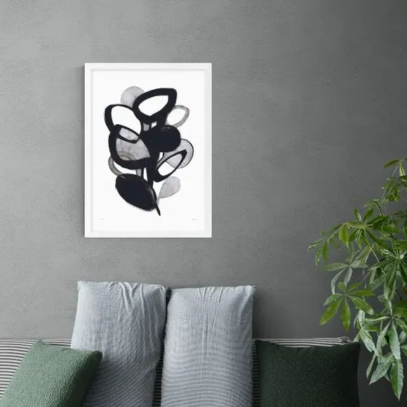 Abstract Plant Wall Print - Black/White