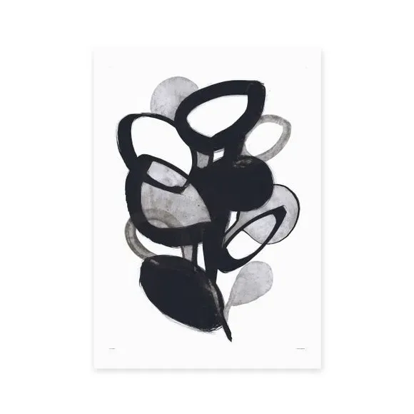 Abstract Plant Wall Print - Black/White