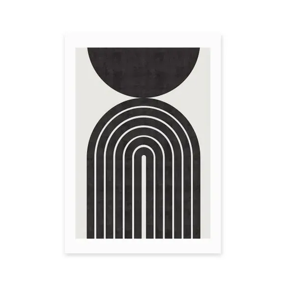 Abstract Rainbow Circle Print - Black
