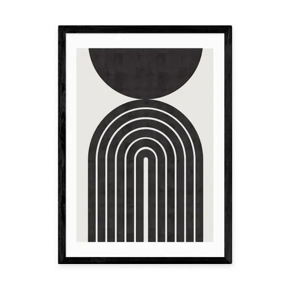Abstract Rainbow Circle Print - Black