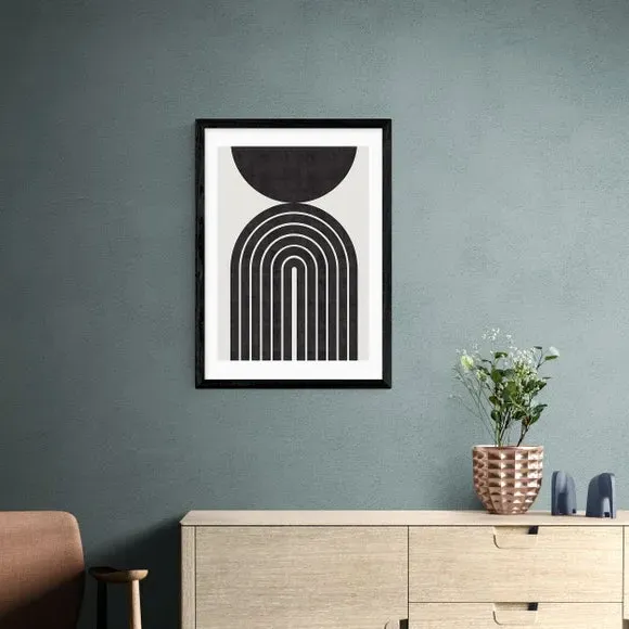 Abstract Rainbow Circle Print - Black