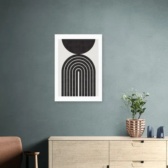 Abstract Rainbow Circle Print - Black image