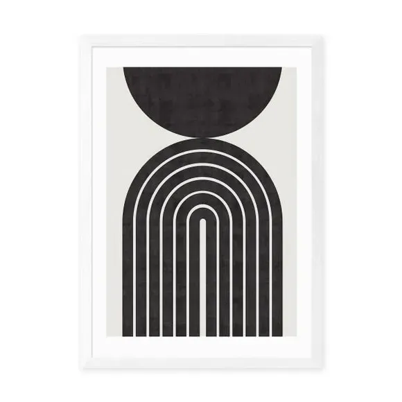 Abstract Rainbow Circle Print - Black