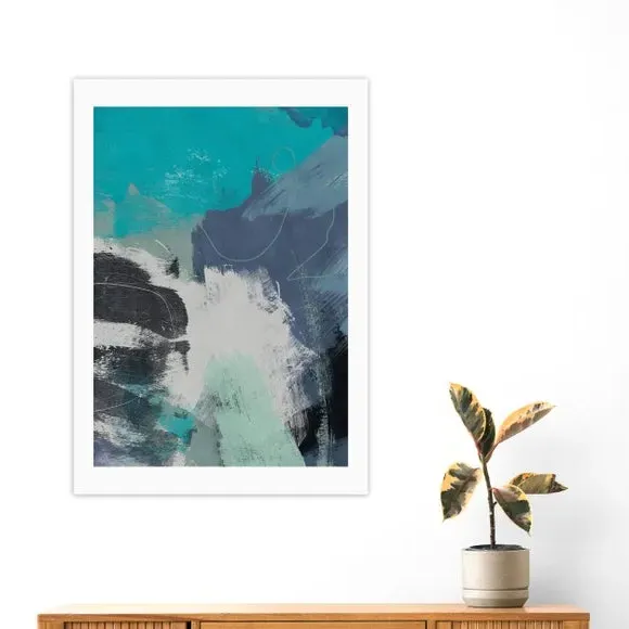 Abstract Wall Print Flood Waves - Blue image