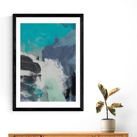 Abstract Wall Print Flood Waves - Blue