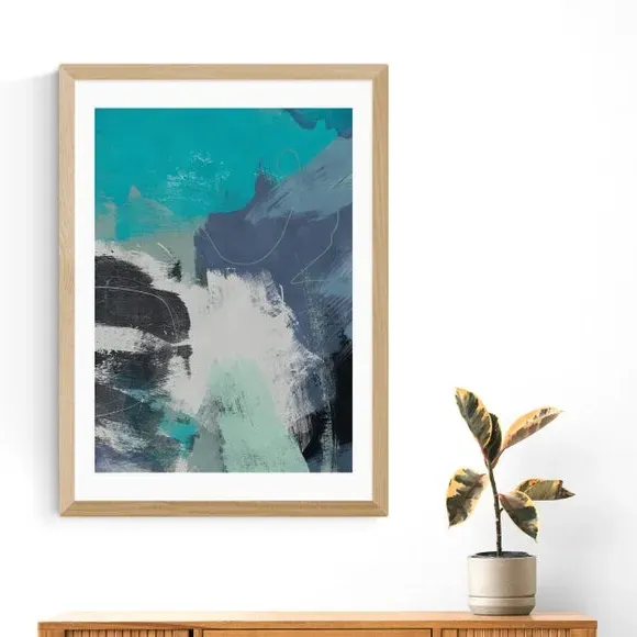 Abstract Wall Print Flood Waves - Blue