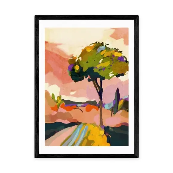 Abstract Wall Print Sundown Tree - Multicolor