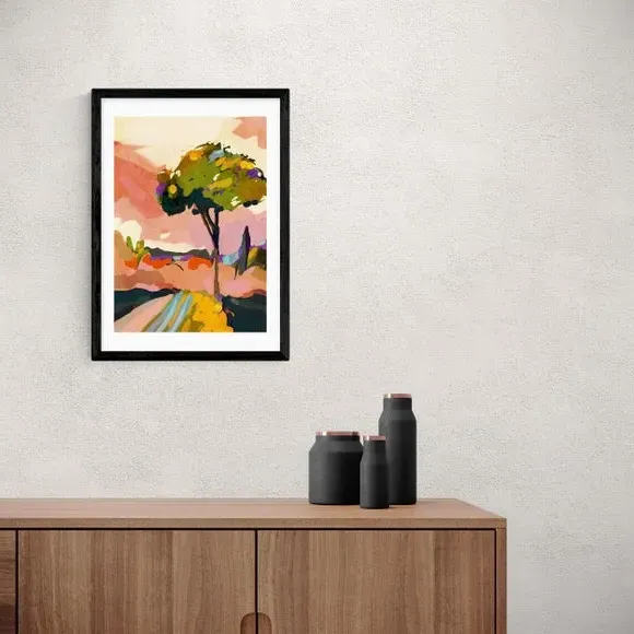 Abstract Wall Print Sundown Tree - Multicolor