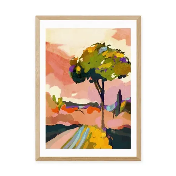 Abstract Wall Print Sundown Tree - Multicolor