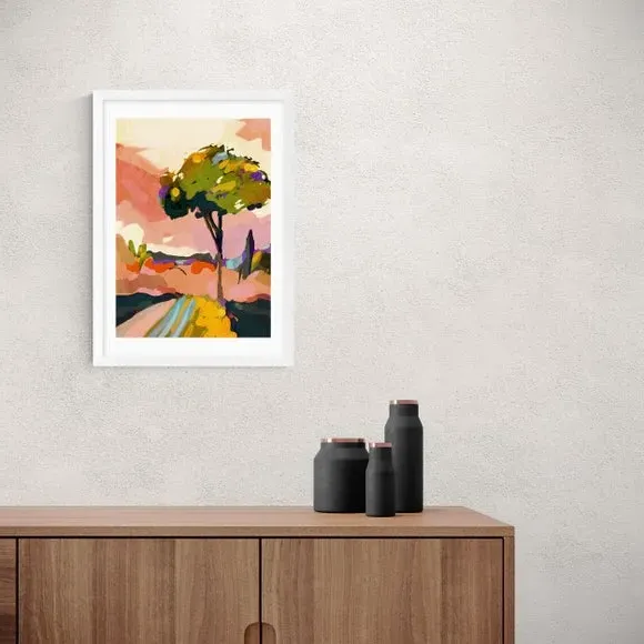 Abstract Wall Print Sundown Tree - Multicolor