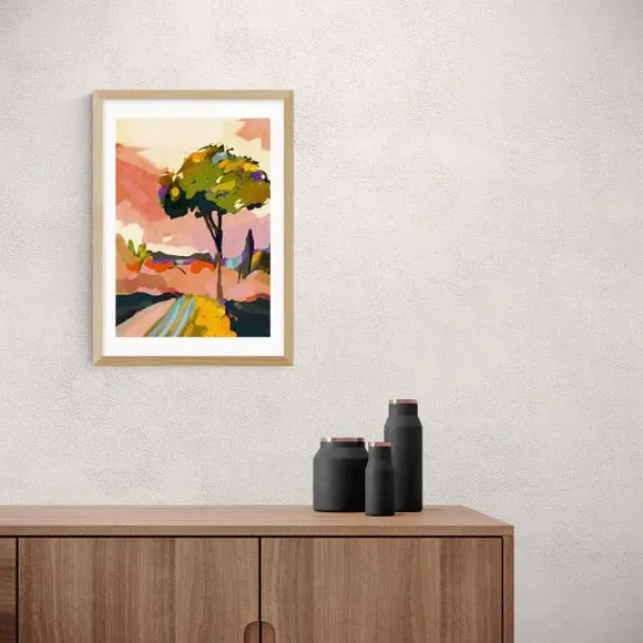 Abstract Wall Print Sundown Tree - Multicolor