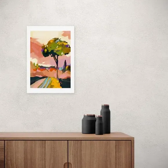 Abstract Wall Print Sundown Tree - Multicolor image