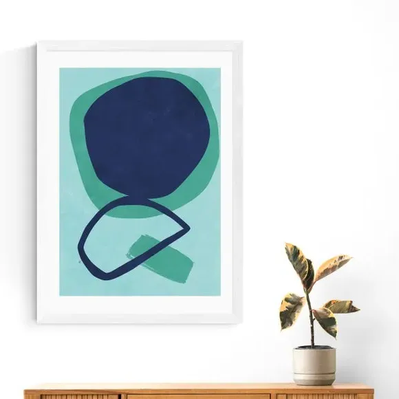 Abstract Wall Print with Frame Options - Blue