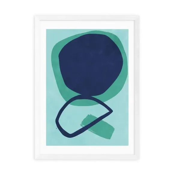 Abstract Wall Print with Frame Options - Blue