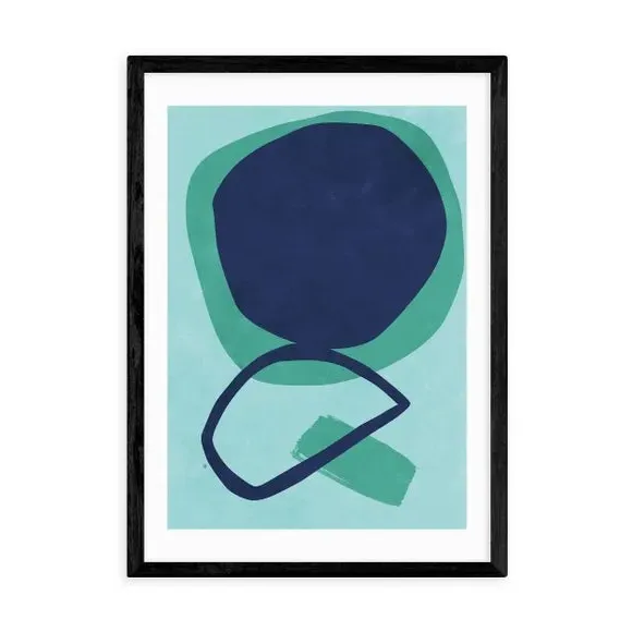 Abstract Wall Print with Frame Options - Blue