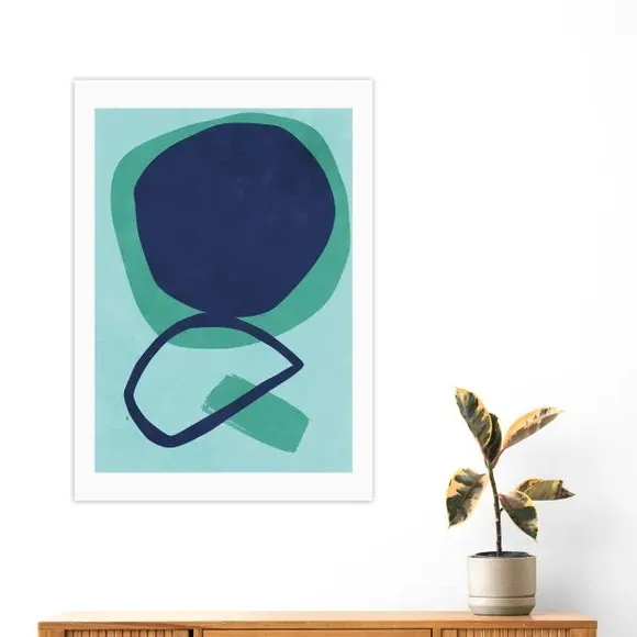 Abstract Wall Print with Frame Options - Blue image
