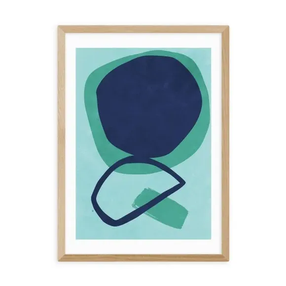 Abstract Wall Print with Frame Options - Blue