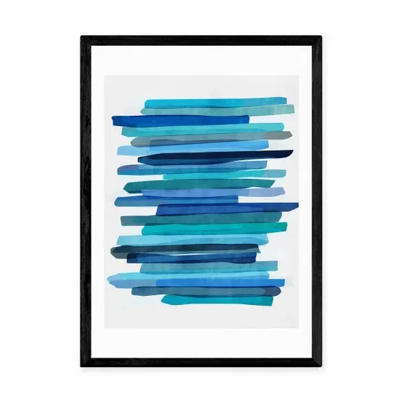 Abstract Wall Print with Stripes - Blue