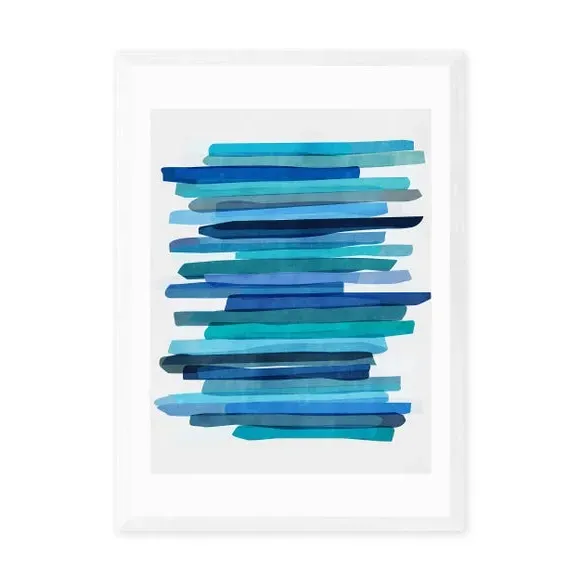Abstract Wall Print with Stripes - Blue