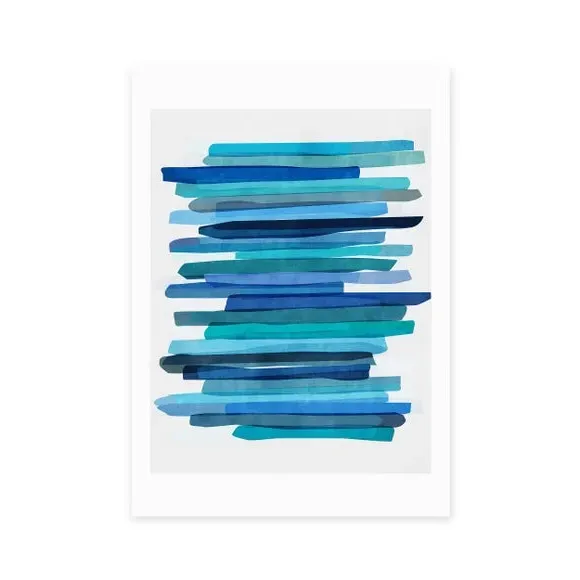 Abstract Wall Print with Stripes - Blue