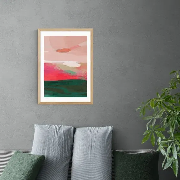 Abstract Watercolour Framed Print - Pink