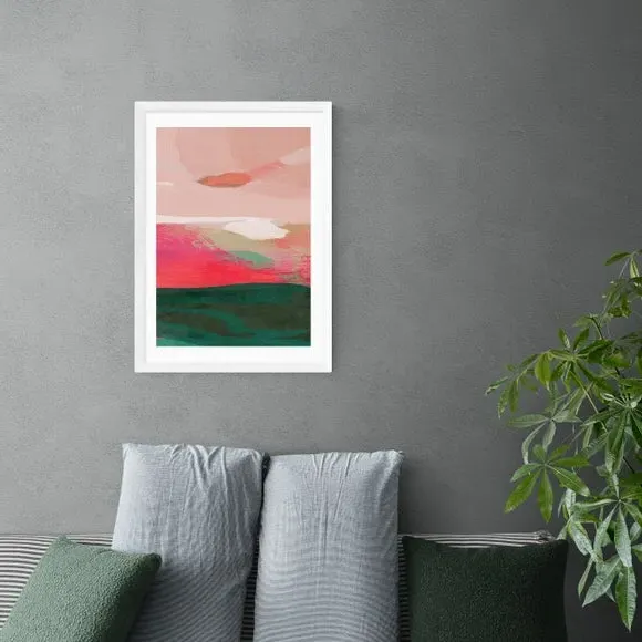 Abstract Watercolour Framed Print - Pink