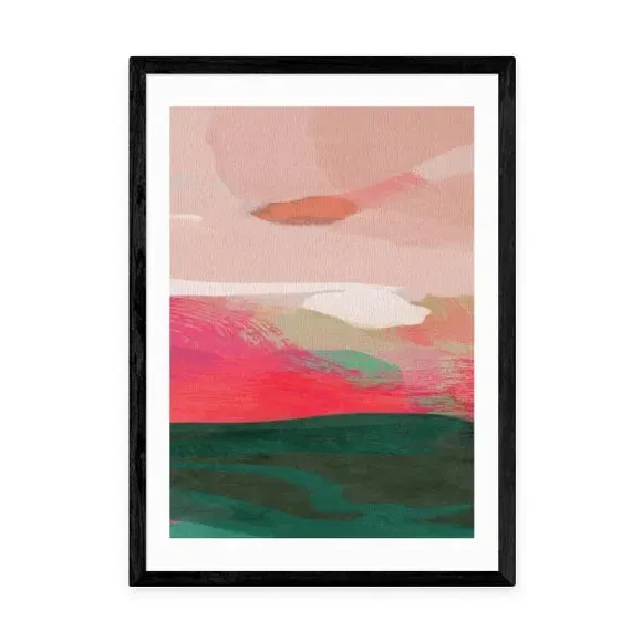 Abstract Watercolour Framed Print - Pink