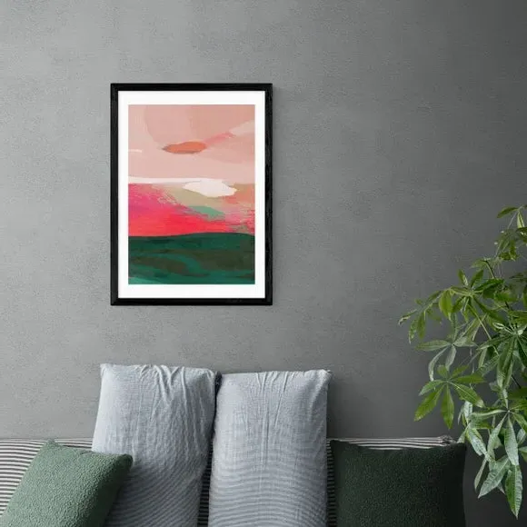 Abstract Watercolour Framed Print - Pink