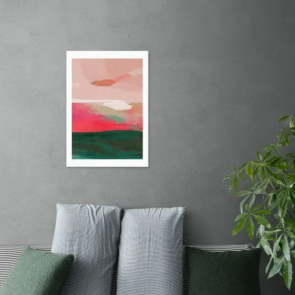 Abstract Watercolour Framed Print - Pink