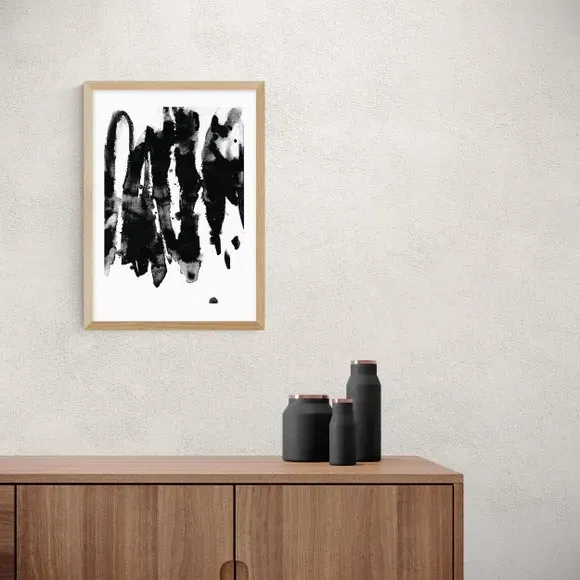 Abstract Watercolour Print - Black