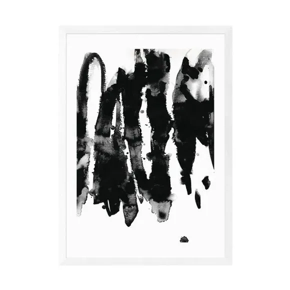 Abstract Watercolour Print - Black