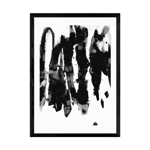 Abstract Watercolour Print - Black