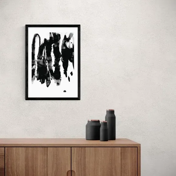 Abstract Watercolour Print - Black