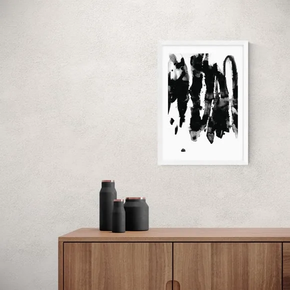 Abstract Watercolour Print - Black