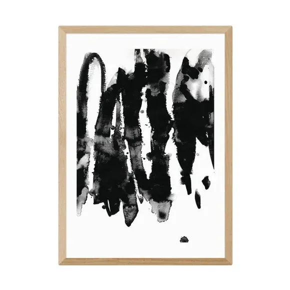 Abstract Watercolour Print - Black