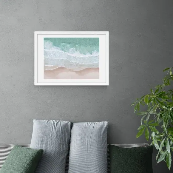 Aerial Ocean Wall Print - Blue, Paper