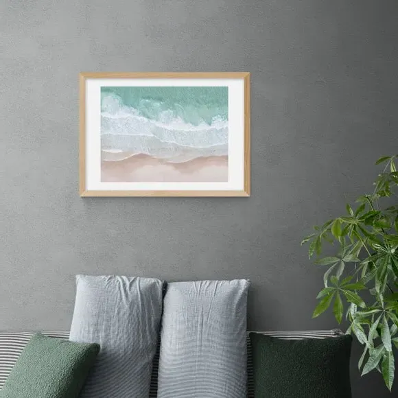 Aerial Ocean Wall Print - Blue, Paper