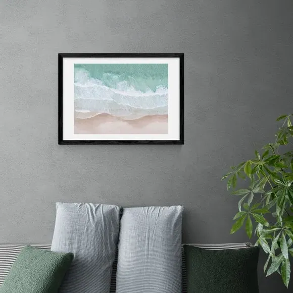 Aerial Ocean Wall Print - Blue, Paper