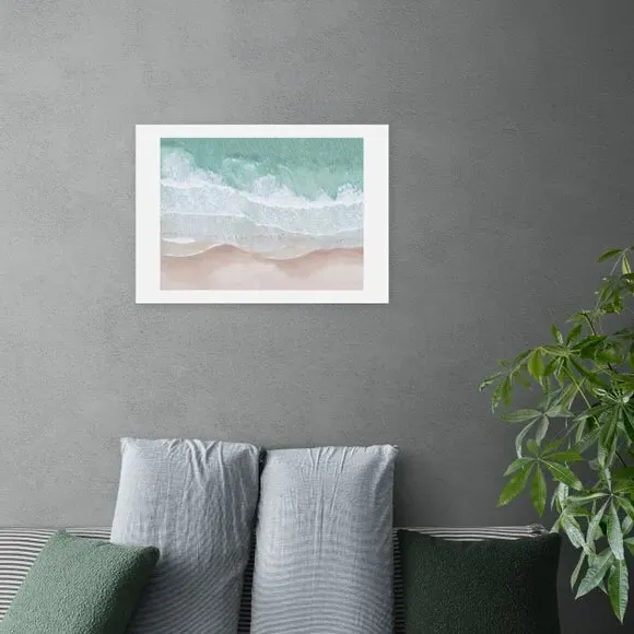 Aerial Ocean Wall Print - Blue, Paper image