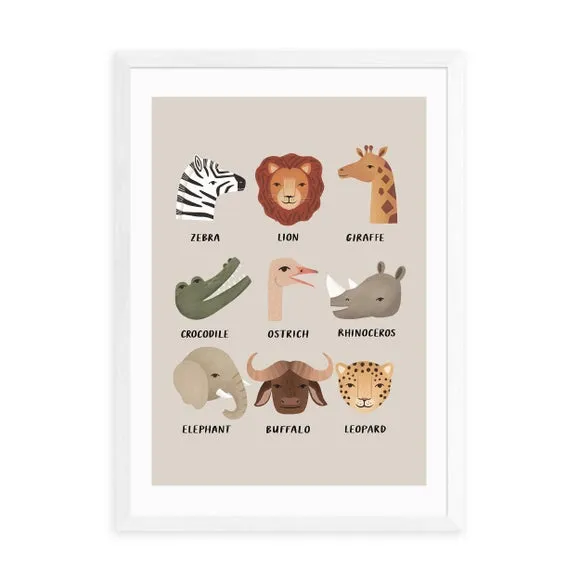 Animal Safari Wall Print - Stone, Paper