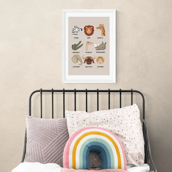 Animal Safari Wall Print - Stone, Paper