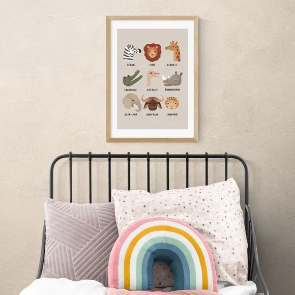 Animal Safari Wall Print - Stone, Paper