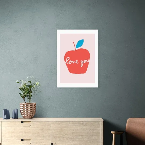 Apple Love You Art Print - Pink image