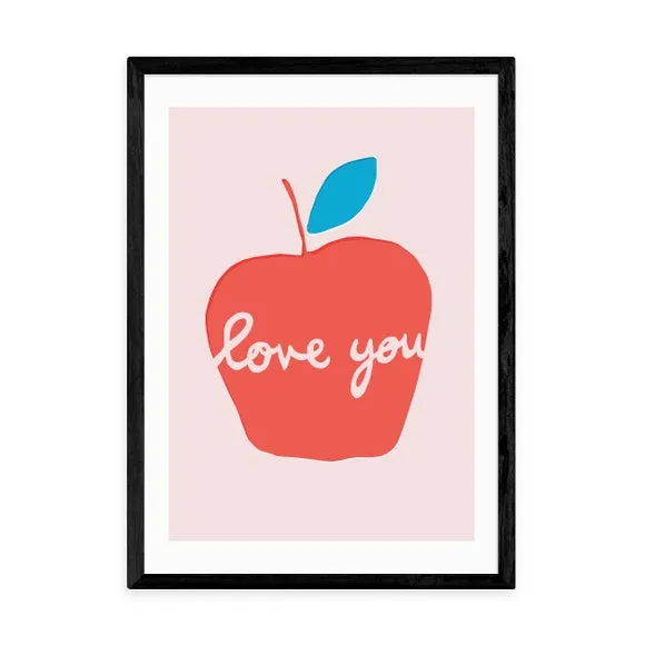 Apple Love You Art Print - Pink